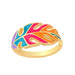 Copper Monstera Leaves Cuff Ring Candy Colour Enamel Filled