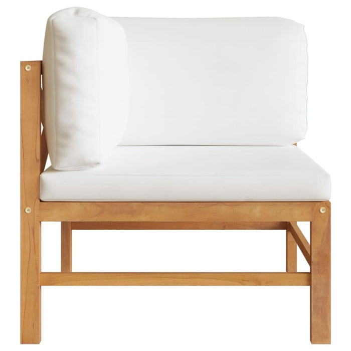 Corner Sofa with Cream Cushions Solid Teak Wood Toloba