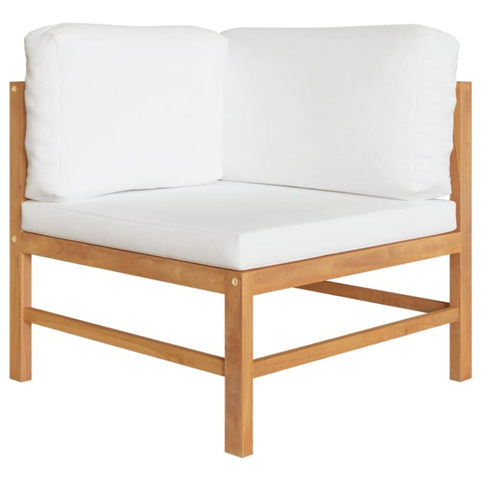 Corner Sofa with Cream Cushions Solid Teak Wood Toloba