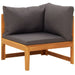 Corner Sofa with Dark Grey Cushions Solid Acacia Wood Toltxb