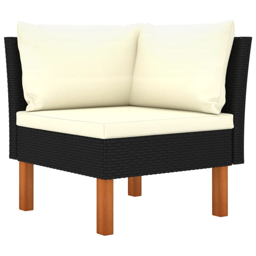Corner Sofa Poly Rattan and Solid Eucalyptus Wood Topilt