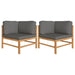 Corner Sofas 2 Pcs with Dark Grey Cushions Solid Teak Wood