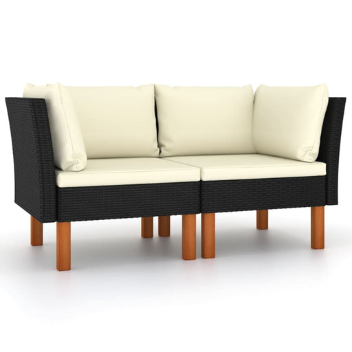 Corner Sofas 2 Pcs Poly Rattan and Solid Eucalyptus Wood