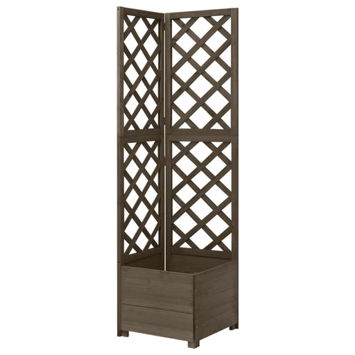 Corner Trellis Planter Grey 40x40x150 Cm Solid Fir Wood
