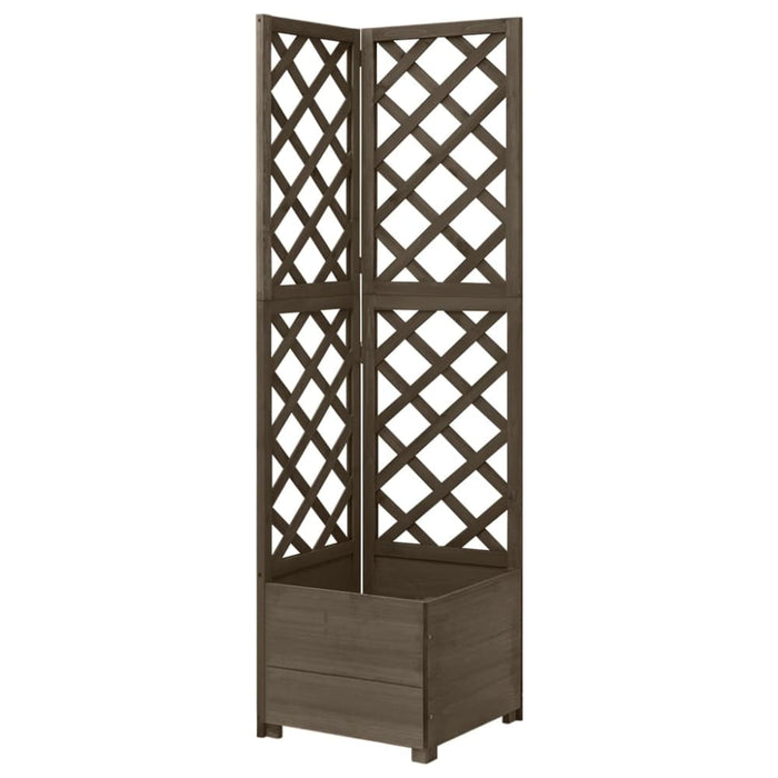 Corner Trellis Planter Grey 40x40x150 Cm Solid Fir Wood