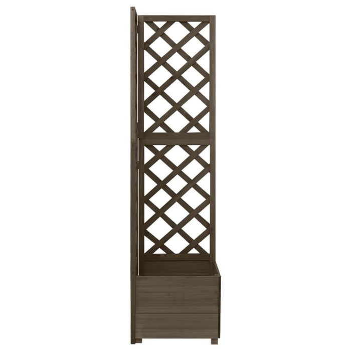 Corner Trellis Planter Grey 40x40x150 Cm Solid Fir Wood