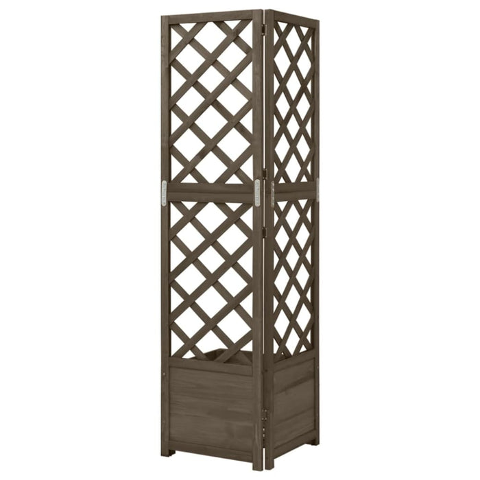 Corner Trellis Planter Grey 40x40x150 Cm Solid Fir Wood