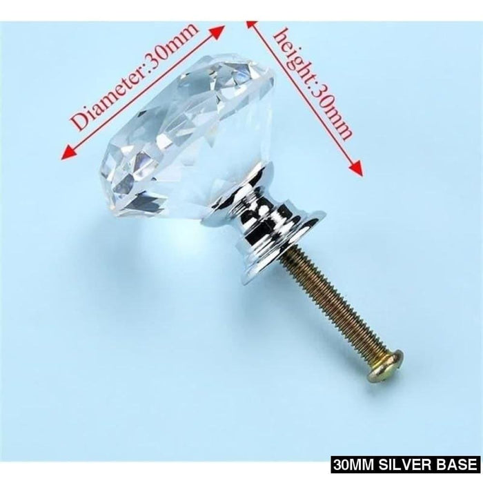 Crystal Glass Knobs Diamond Shape Design Cupboard Drawer