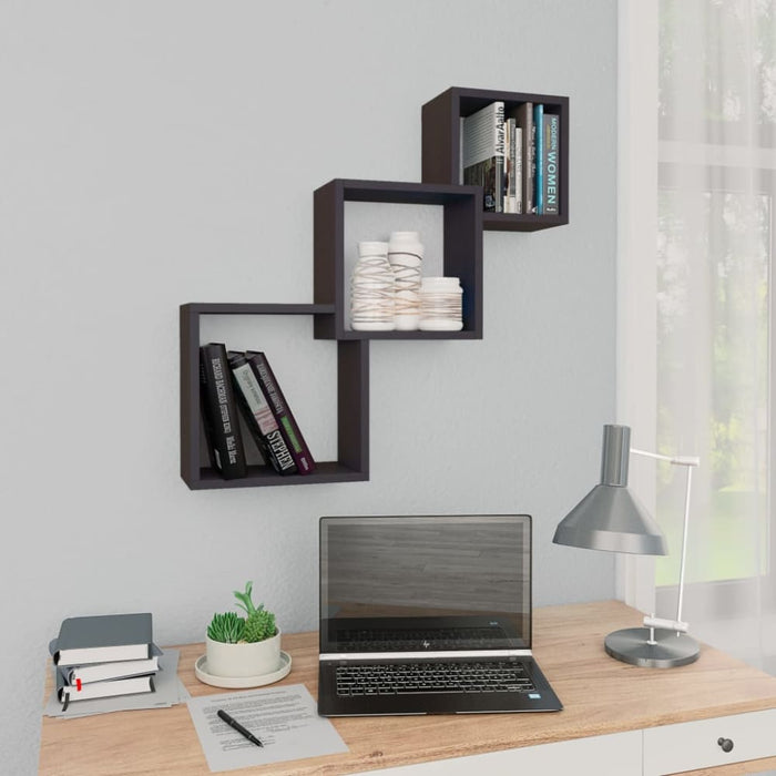 Cube Wall Shelves Grey Chipboard Nbbxix