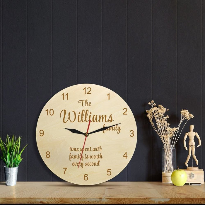 Custom Family Name Wooden Wall Clock