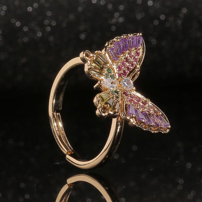 Dazzling Gold Colour Butterfly Cuff Finger Ring Shiny