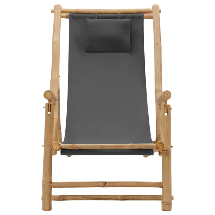 Deck Chair Bamboo and Canvas Dark Grey Tonpkp