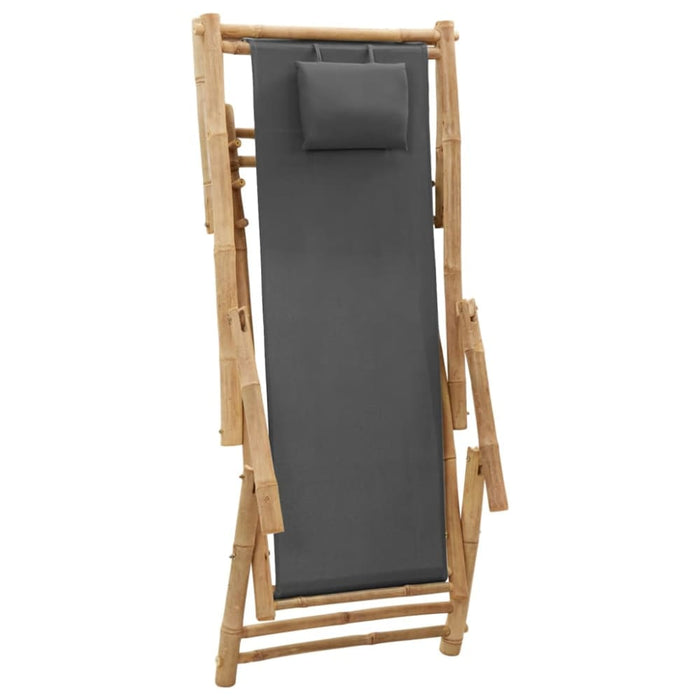 Deck Chair Bamboo and Canvas Dark Grey Tonpkp