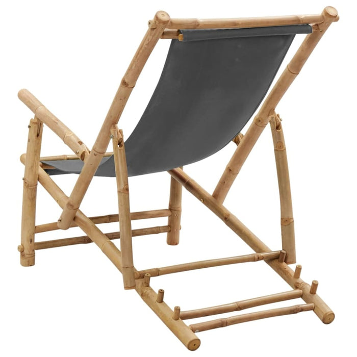 Deck Chair Bamboo and Canvas Dark Grey Tonpkp