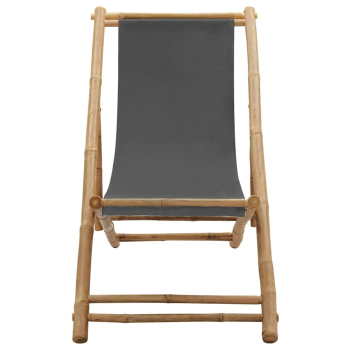 Deck Chair Bamboo and Canvas Dark Grey Totbon