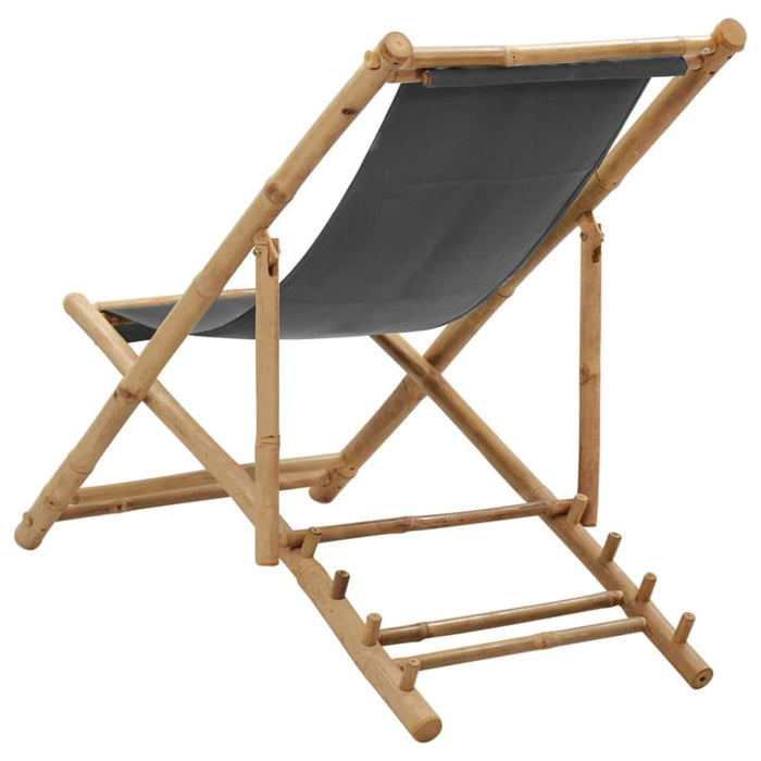 Deck Chair Bamboo and Canvas Dark Grey Totbon