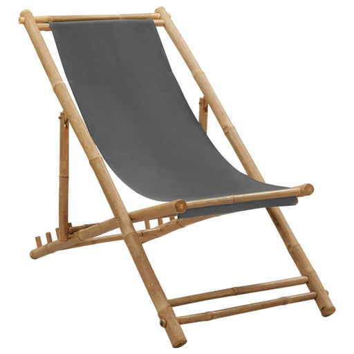 Deck Chair Bamboo and Canvas Dark Grey Totbon
