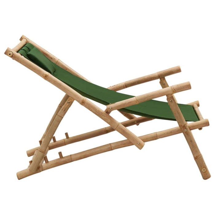 Deck Chair Bamboo and Canvas Green Tonpkn