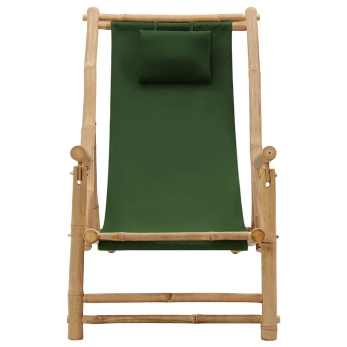 Deck Chair Bamboo and Canvas Green Tonpkn