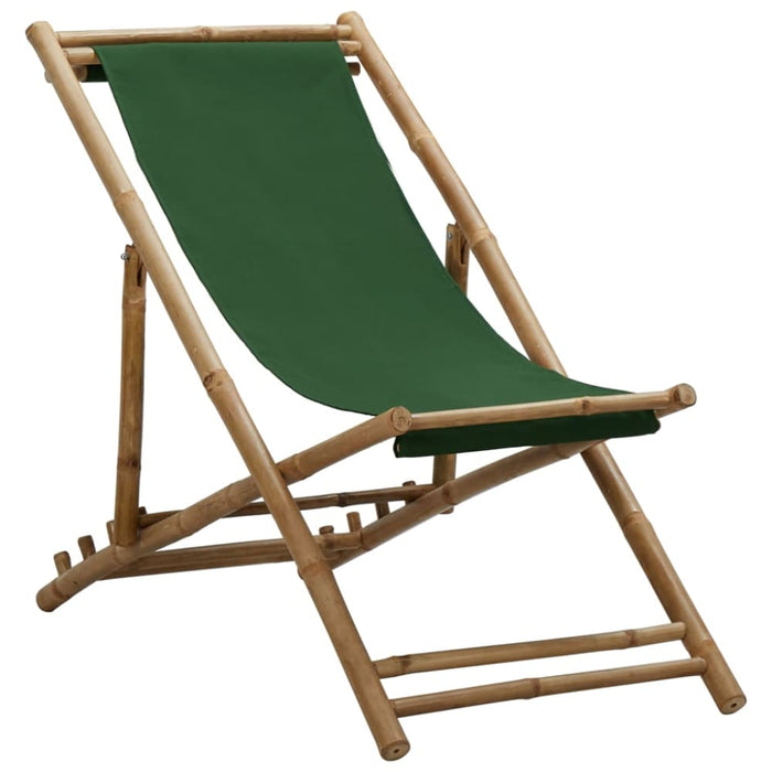 Deck Chair Bamboo and Canvas Green Totbxo
