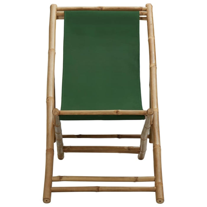 Deck Chair Bamboo and Canvas Green Totbxo