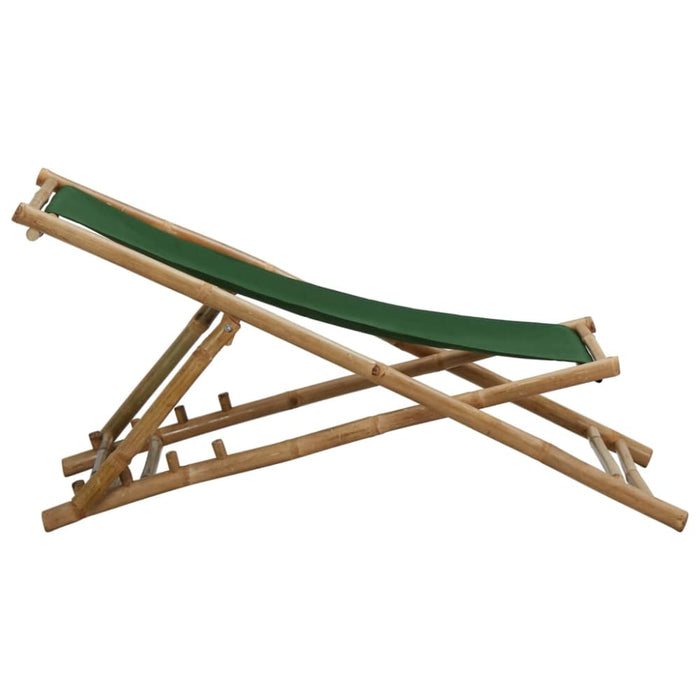 Deck Chair Bamboo and Canvas Green Totbxo