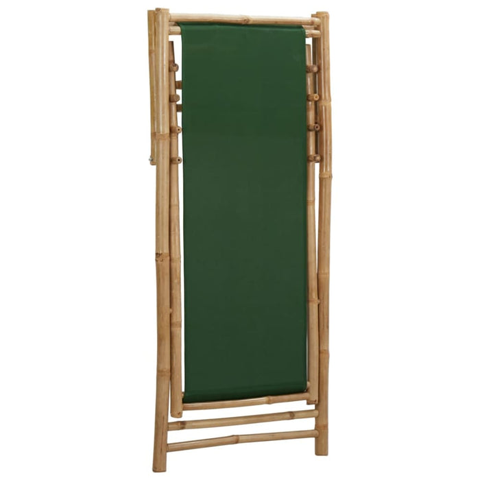 Deck Chair Bamboo and Canvas Green Totbxo