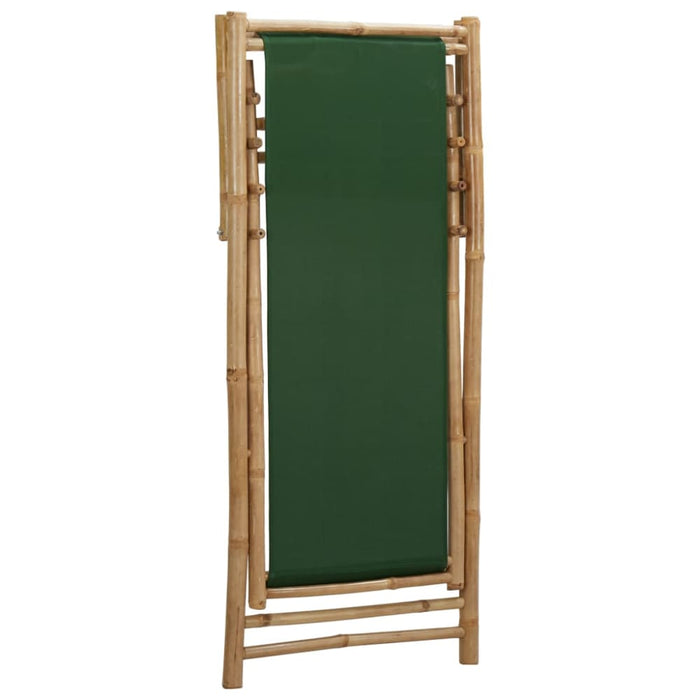 Deck Chair Bamboo and Canvas Green Totbxo