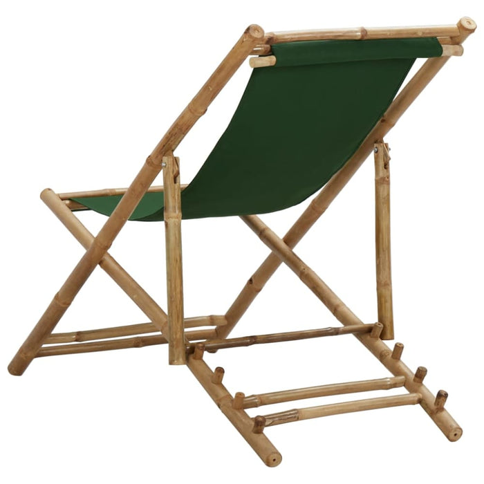 Deck Chair Bamboo and Canvas Green Totbxo