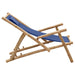 Deck Chair Bamboo and Canvas Navy Blue Tonpkl