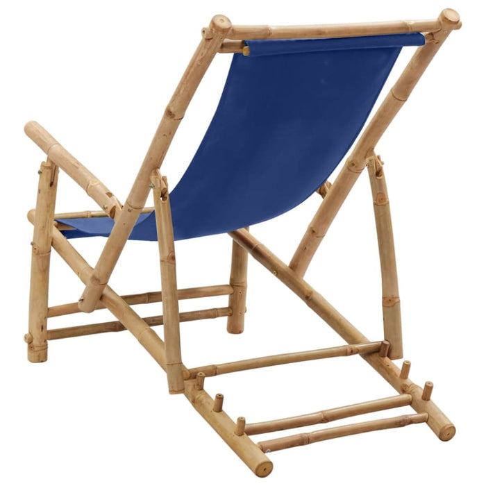 Deck Chair Bamboo and Canvas Navy Blue Tonpkl
