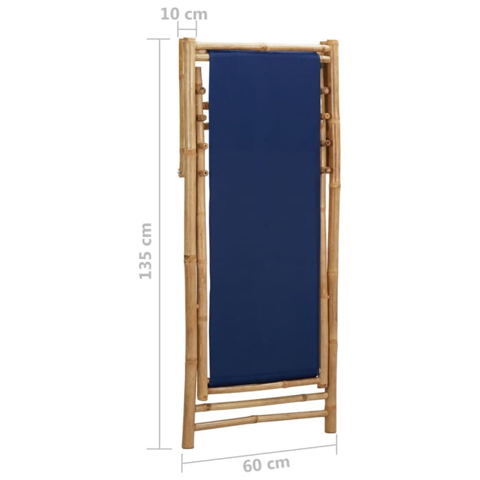 Deck Chair Bamboo and Canvas Navy Blue Totbok