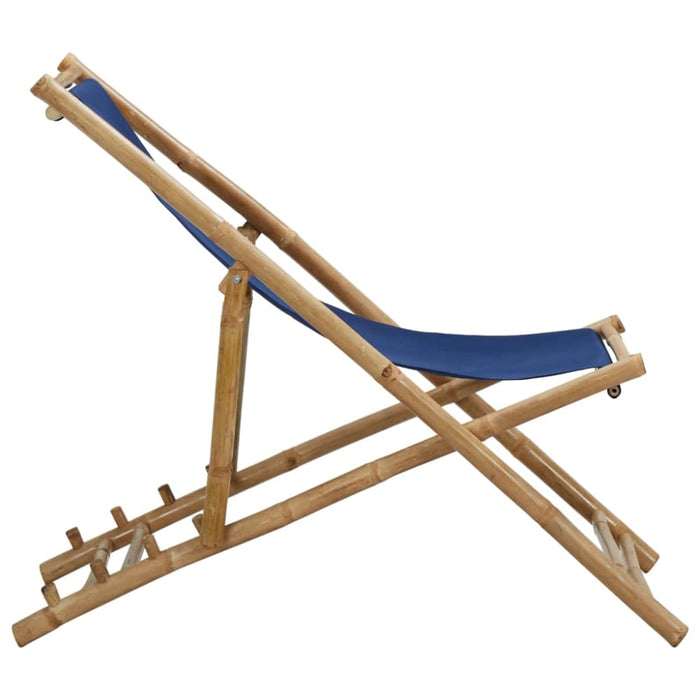 Deck Chair Bamboo and Canvas Navy Blue Totbok