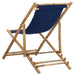 Deck Chair Bamboo and Canvas Navy Blue Totbok