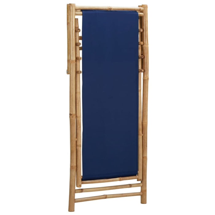 Deck Chair Bamboo and Canvas Navy Blue Totbok