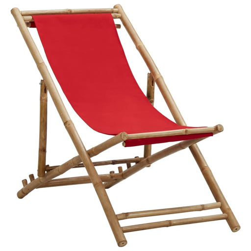 Deck Chair Bamboo and Canvas Red Totbxb