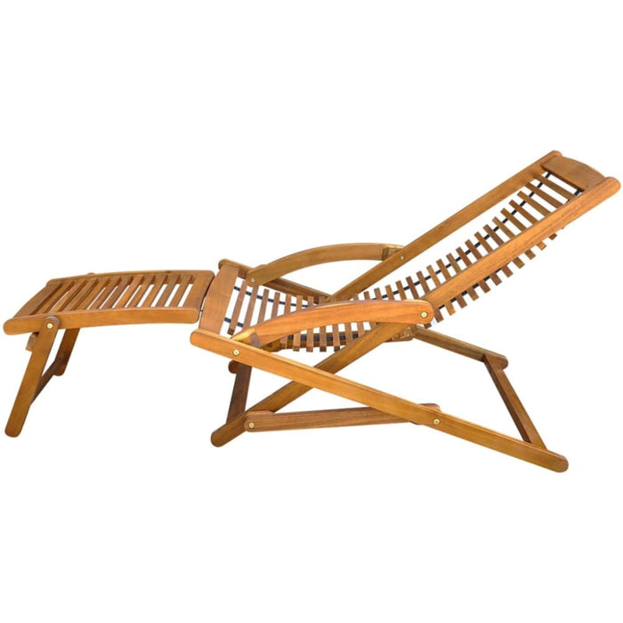 Deck Chair with Footrest Solid Acacia Wood Aonbl