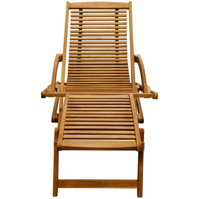 Deck Chair with Footrest Solid Acacia Wood Aonbl