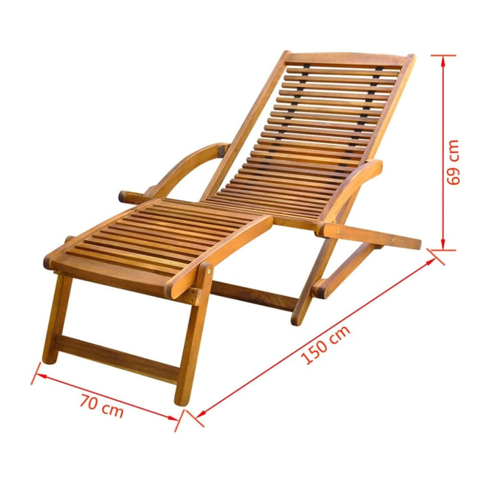 Deck Chair with Footrest Solid Acacia Wood Aonbl