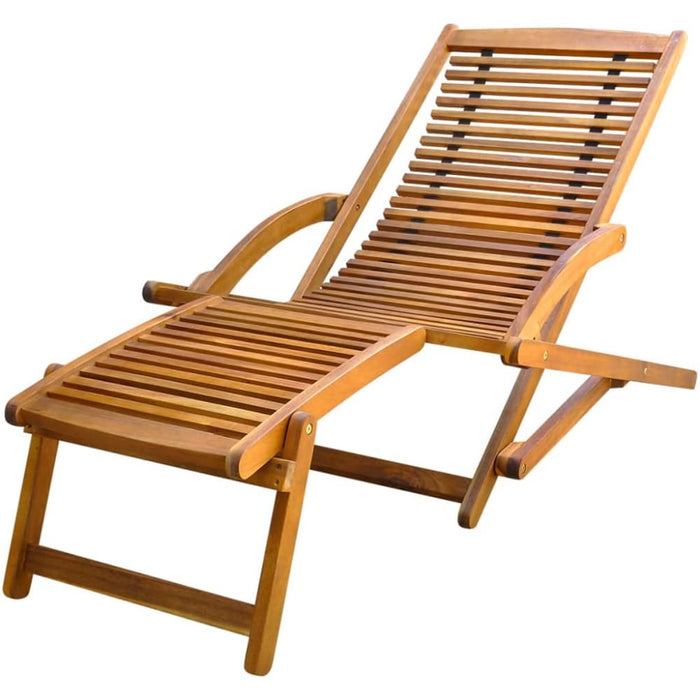 Deck Chair with Footrest Solid Acacia Wood Aonbl
