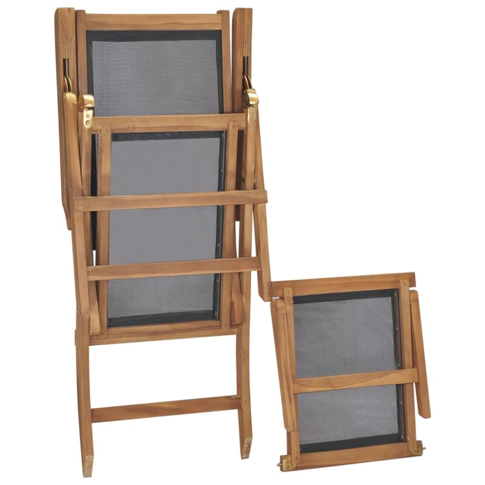 Deck Chair with Footrest Solid Teak Wood Black Aiaob