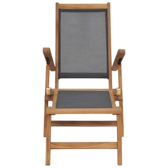 Deck Chair with Footrest Solid Teak Wood Black Aiaob