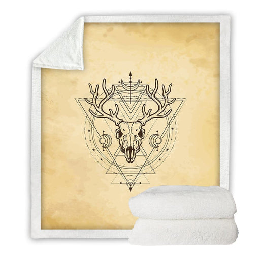 Deer Blanket Soft Skull Sherpa Plush Throw Horned Magic