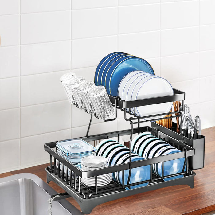Detachable Dish Drying Rack Cutlery Organizer Drainer Board