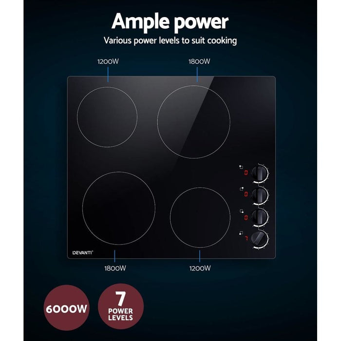 Devanti Ceramic Cooktop 60cm Electric Kitchen Burner Cooker