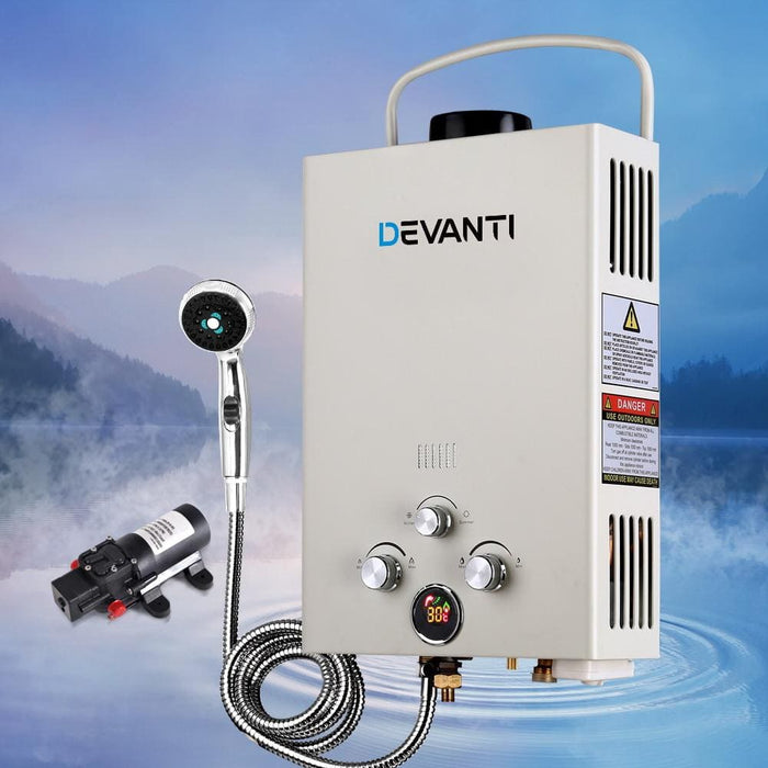 Devanti Outdoor Portable Lpg Gas Hot Water Heater Shower