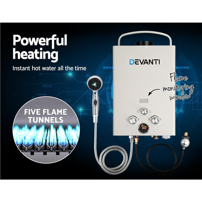 Devanti Outdoor Portable Lpg Gas Hot Water Heater Shower