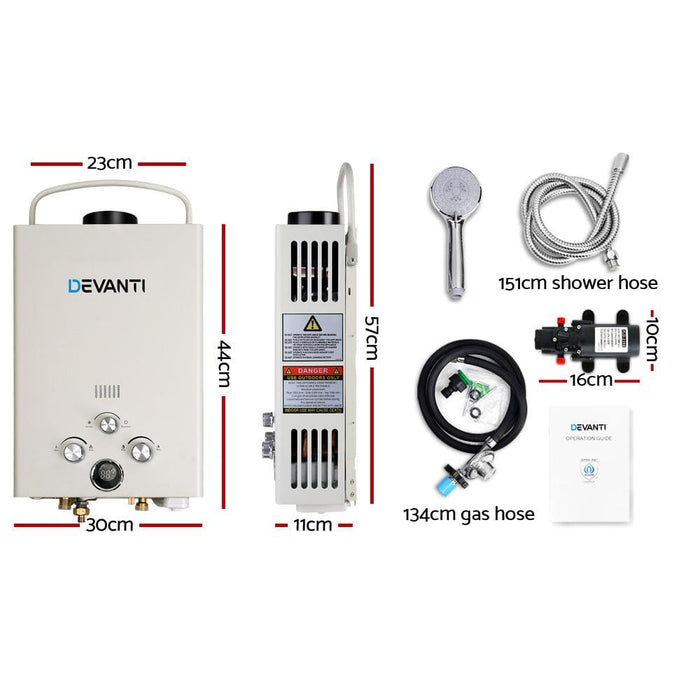 Devanti Outdoor Portable Lpg Gas Hot Water Heater Shower