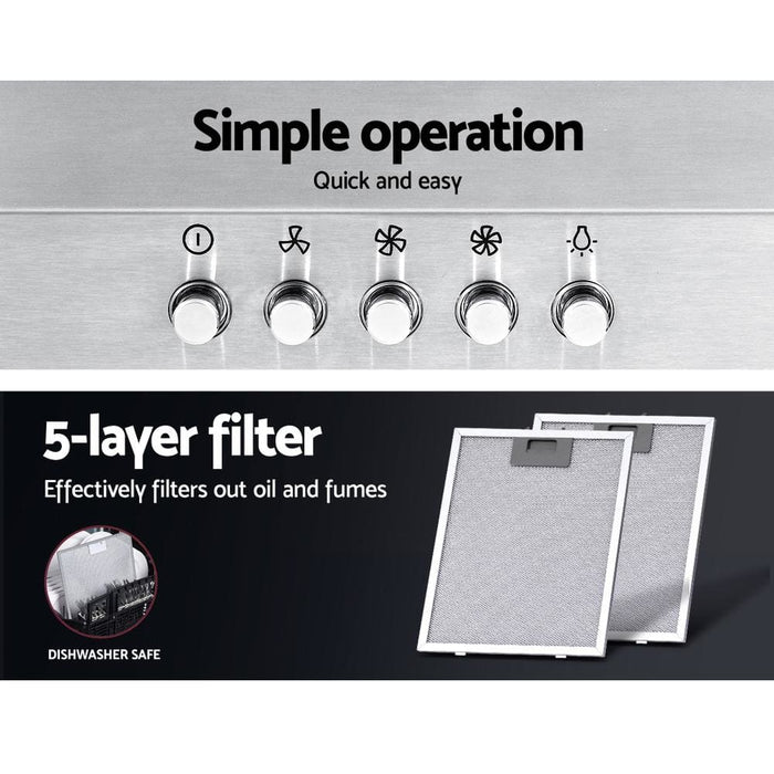 Devanti Range Hood 60cm 600mm Kitchen Canopy Stainless