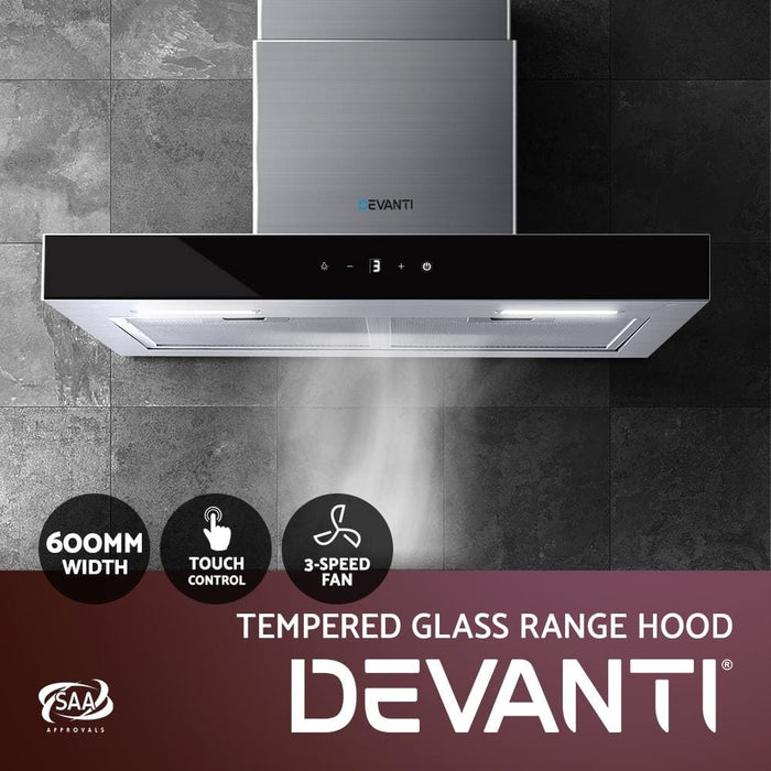 Devanti Rangehood 600mm Range Hood 60cm Stainless Steel